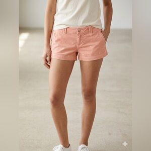 American Eagle Peach Pinstripe Shorts with Embroidered Eagles - Size 4
